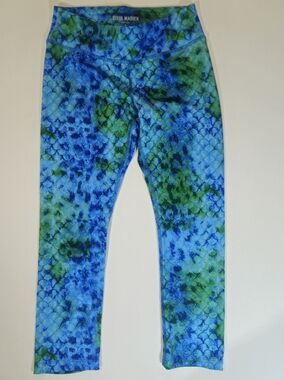 Steve Madden Leggings Womens Small Blue Green Fish Scale Mermaid Print